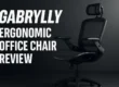 Gabrylly Ergonomic Office Chair in black with adjustable headrest and armrests, showcased in a modern dark studio setting with bold white text reading ‘Gabrylly Ergonomic Office Chair Review’ – perfect thumbnail